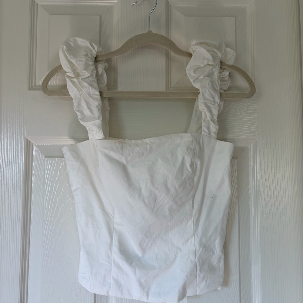 Reformation White Ruffle-Strap Square Neck Tank - Picture 3 of 5